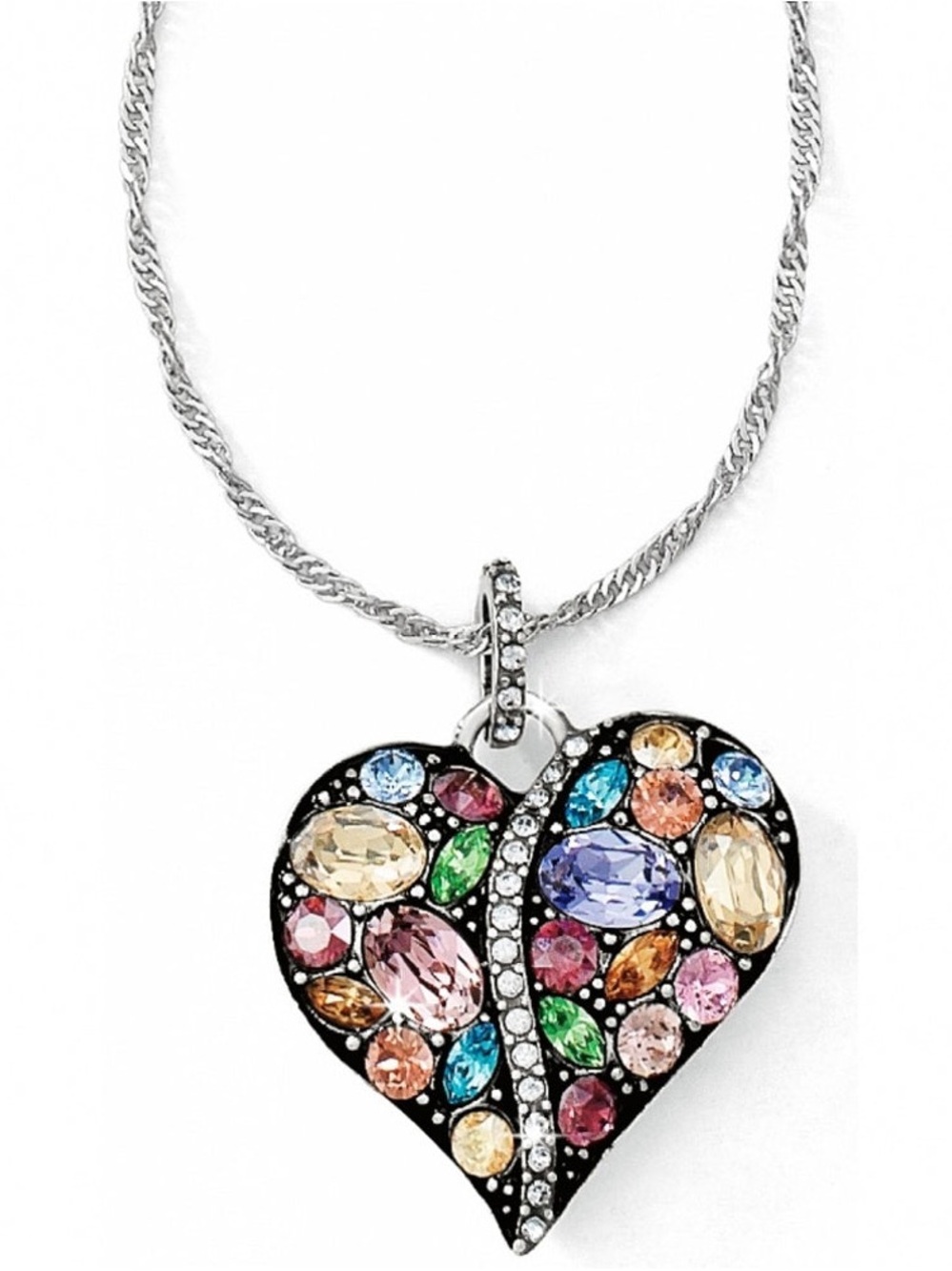 Brighton JL3203 Trust Your Journey Multicolor Crystal Heart Pendant Necklace